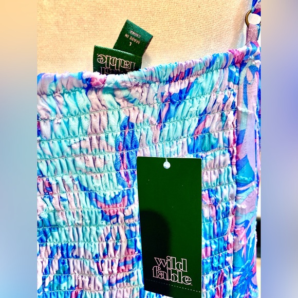 NWT WILD FABLE Women’s Blue Floral Print Sweetheart Neck Mini Dress Size:Lrg - Picture 10 of 10